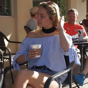 Blue // Off the shoulder // Boho top // Medium